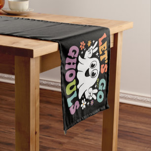 Halloween Let's Go Ghouls Ghost Retro Costume Short Table Runner
