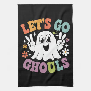 Halloween Let's Go Ghouls Ghost Retro Costume Tea Towel
