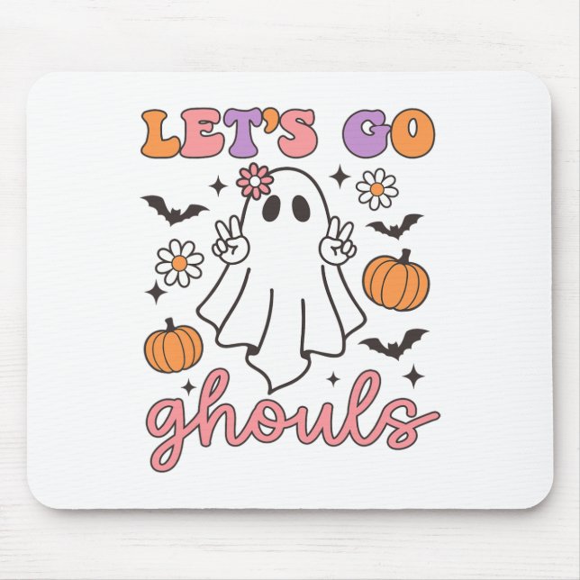 Halloween Let's Go Ghouls Ghost Retro Costume Wome Mouse Pad (Front)