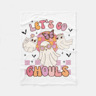 Halloween Lets Go Ghouls Ghost Retro Costume Women Fleece Blanket
