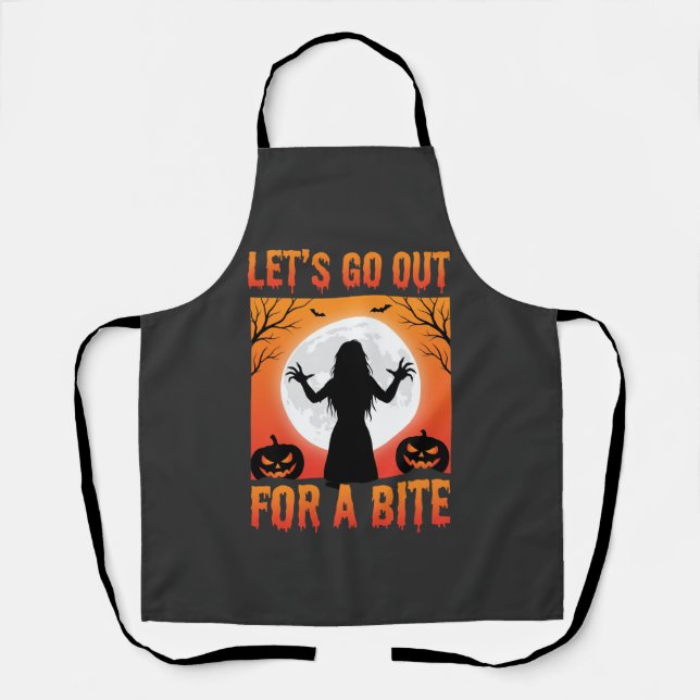 Halloween Let's Go Out For a Bite Horror Apron (Front)