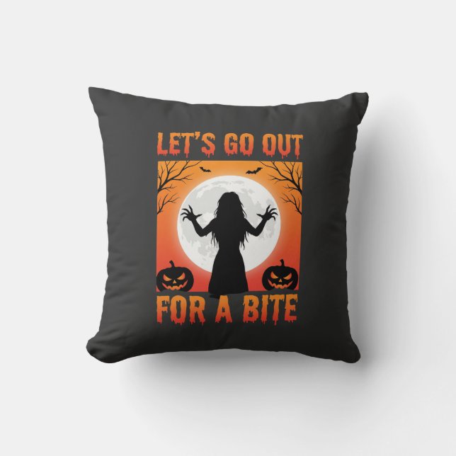 Halloween Let's Go Out For a Bite Horror Cushion (Front)