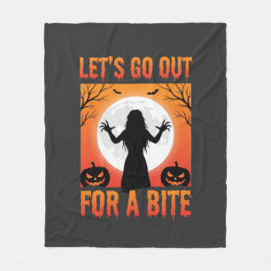 Halloween Let's Go Out For a Bite Horror Fleece Blanket