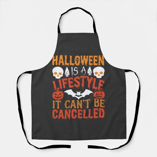 Halloween Lifestyle Bat Pumpkin Typography Vector Apron (Front)
