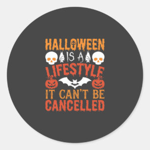 Halloween Lifestyle Bat Pumpkin Typography Vector Classic Round Sticker
