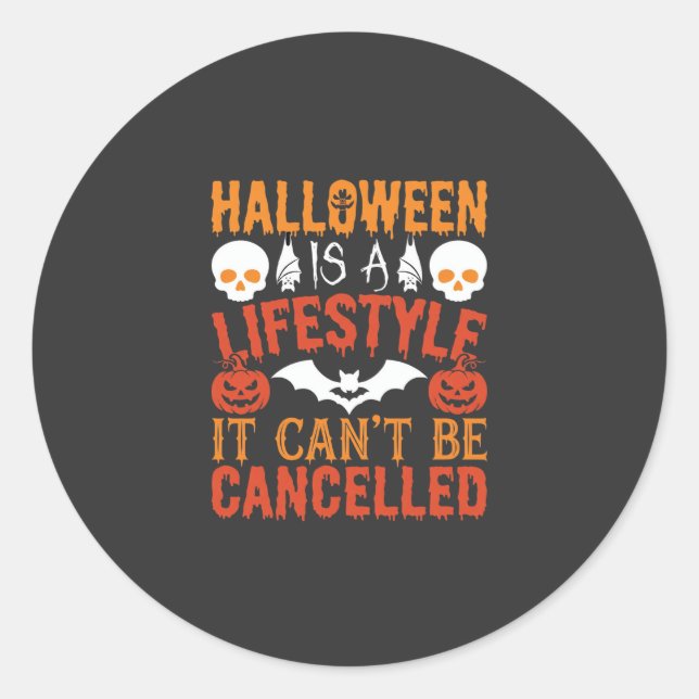 Halloween Lifestyle Bat Pumpkin Typography Vector Classic Round Sticker (Front)