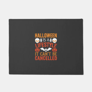 Halloween Lifestyle Bat Pumpkin Typography Vector Doormat