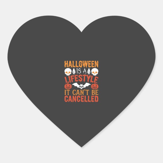 Halloween Lifestyle Bat Pumpkin Typography Vector Heart Sticker (Front)