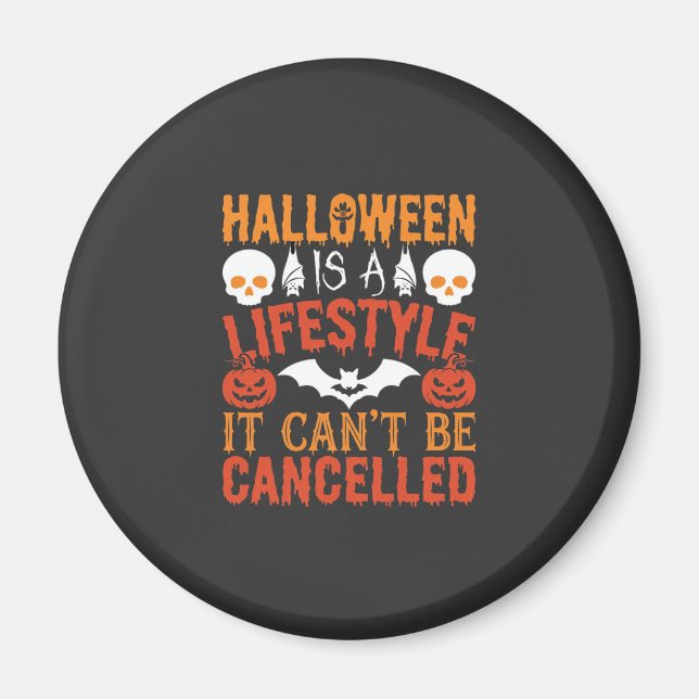 Halloween Lifestyle Bat Pumpkin Typography Vector Magnet (Front)