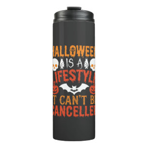 Halloween Lifestyle Bat Pumpkin Typography Vector Thermal Tumbler