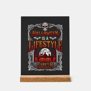 Halloween Lifestyle Bat Skull Graveyard Pumpkins F Acrylic Sign