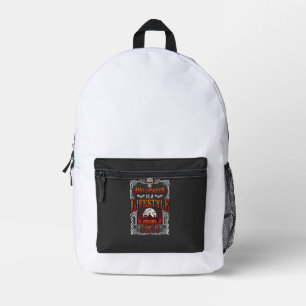Halloween Lifestyle Bat Skull Graveyard Pumpkins F Printed Backpack