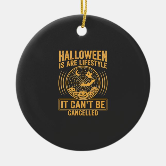 Halloween Lifestyle Bat Spider Web Design_1 Ceramic Tree Decoration (Front)