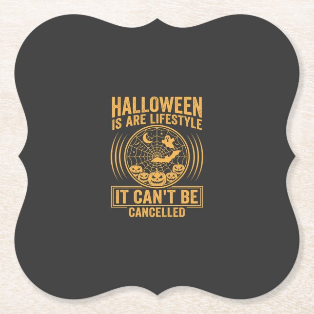 Halloween Lifestyle Bat Spider Web Design_1 Paper Coaster (Front)