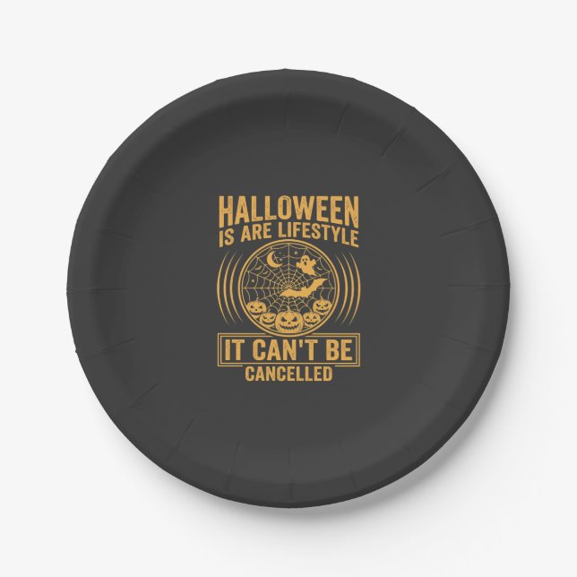 Halloween Lifestyle Bat Spider Web Design_1 Paper Plate (Front)