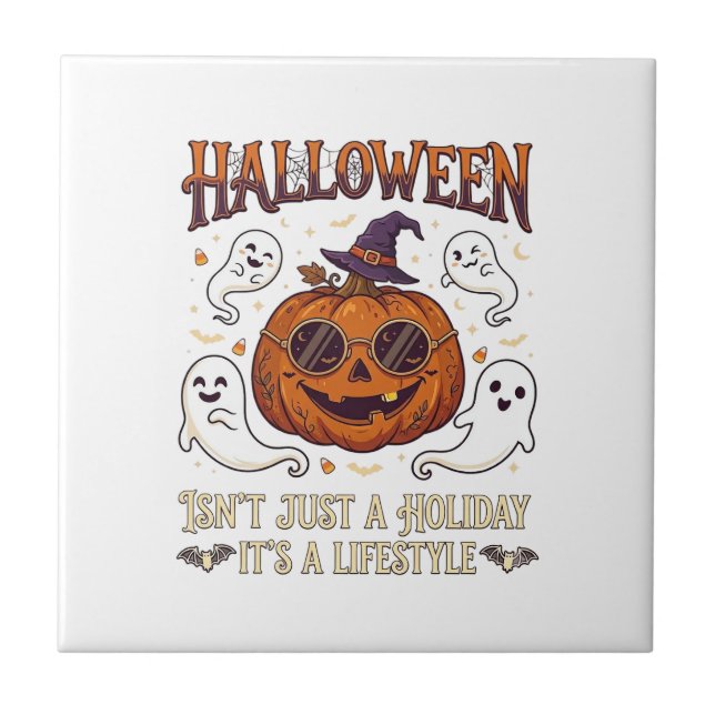 Halloween Lifestyle Pumpkin Sunglasses Witch Hat G Tile (Front)