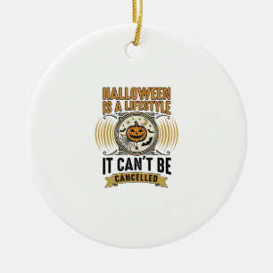 Halloween Lifestyle Vintage Pumpkin Typography Des Ceramic Tree Decoration