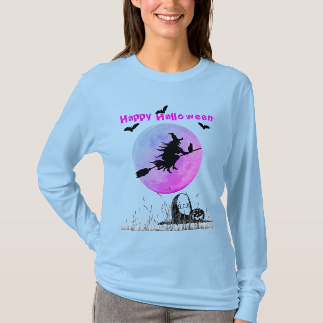 Halloween Light Blue Long Sleeve T-Shirt (Front)
