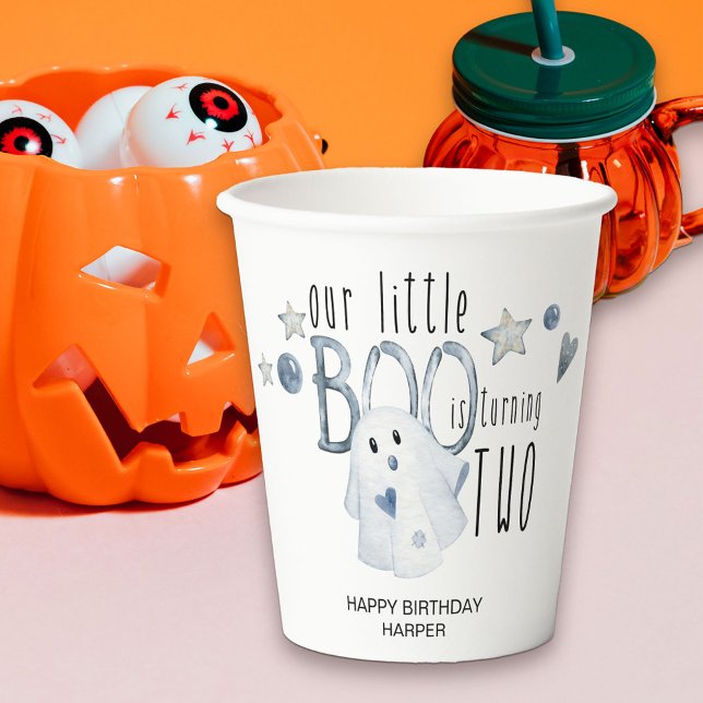 Halloween Little Boo 2nd Birthday Party Paper Cups (Halloween 2nd Birthday Party paper cups)