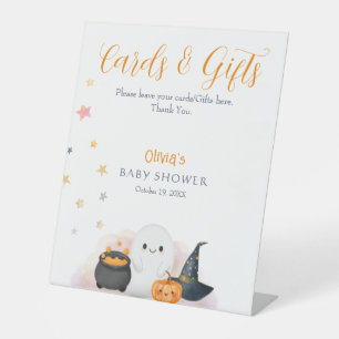 Halloween Little Boo Baby Shower Cards & Gifts Pedestal Sign