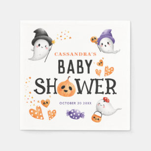 Halloween Little Boo Baby Shower Cute Ghosts Napkin