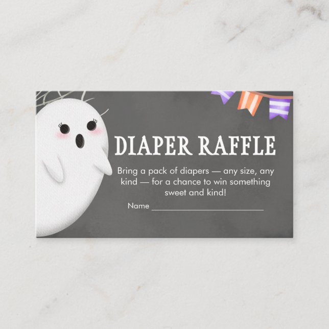 Halloween Little Boo Baby Shower Diaper Raffle Enclosure Card (Front)