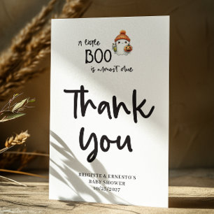 Halloween Little Boo Baby Shower Flat Thank You Card