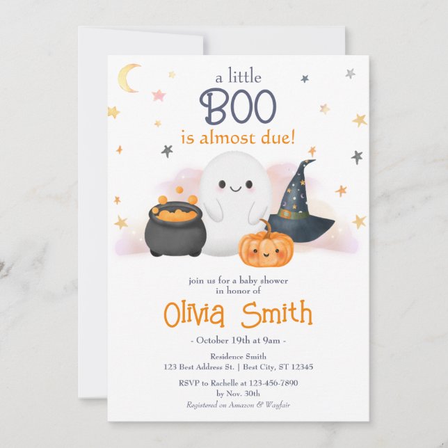 Halloween Little Boo Baby Shower Invitation (Front)