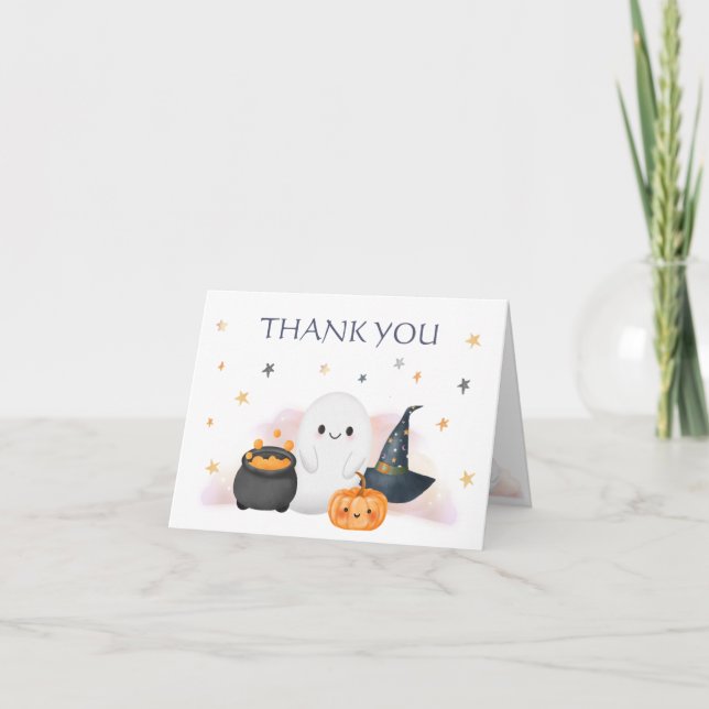 Halloween Little Boo Baby Shower Thank You Card (Front)