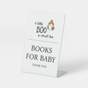 Halloween Little Boo Books for Baby Shower Pedestal Sign