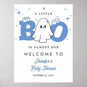 Halloween Little Boo Boy Baby Shower Welcome Poster