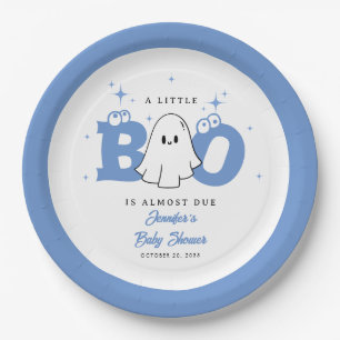 Halloween Little Boo Cute Ghost Boy Baby Shower Paper Plate