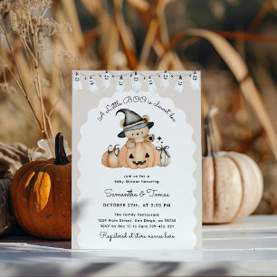 Halloween Little Boo Cute Pumpkin Baby Shower Invitation