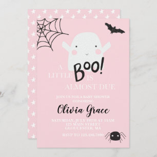 Halloween Little Boo Ghost Baby Shower Pink Invita Invitation