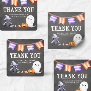 Halloween Little Boo Ghost Baby Shower Square Sticker