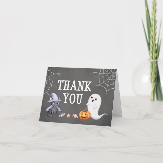 Halloween Little Boo Ghost Baby Shower Thank You Card (Front)