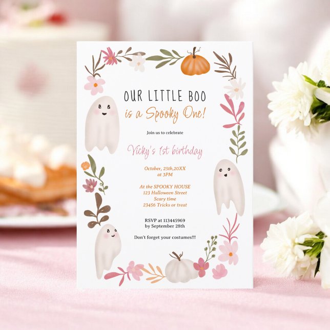 Halloween little boo Ghosts Cute kids 1st birthday Invitation (Halloween little boo Ghosts Cute kids 1st birthday Invitation)
