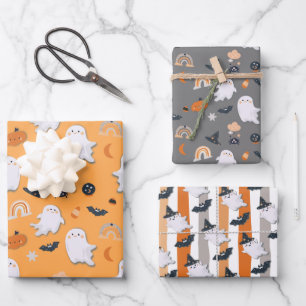 Halloween Little Boo Ghosts Wrapping Paper Sheets