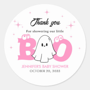 Halloween Little Boo Girl Baby Shower Thank You Classic Round Sticker