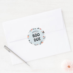 Halloween Little Boo is Almost Due Baby Boy Shower Classic Round Sticker