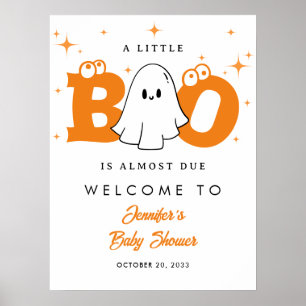 Halloween Little Boo Neutral Baby Shower Welcome Poster