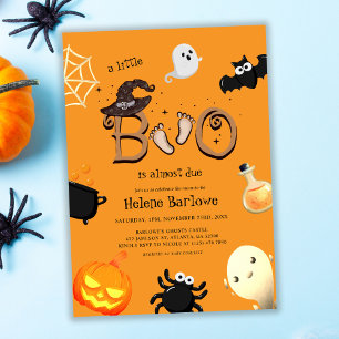 Halloween Little Boo Orange Baby Shower  Invitation