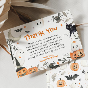 Halloween Little Boo Pumpkin Cute Baby Shower Thank You Card