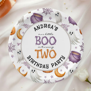 Halloween Little Boo Turning Two 2nd Birthday Paper Plate