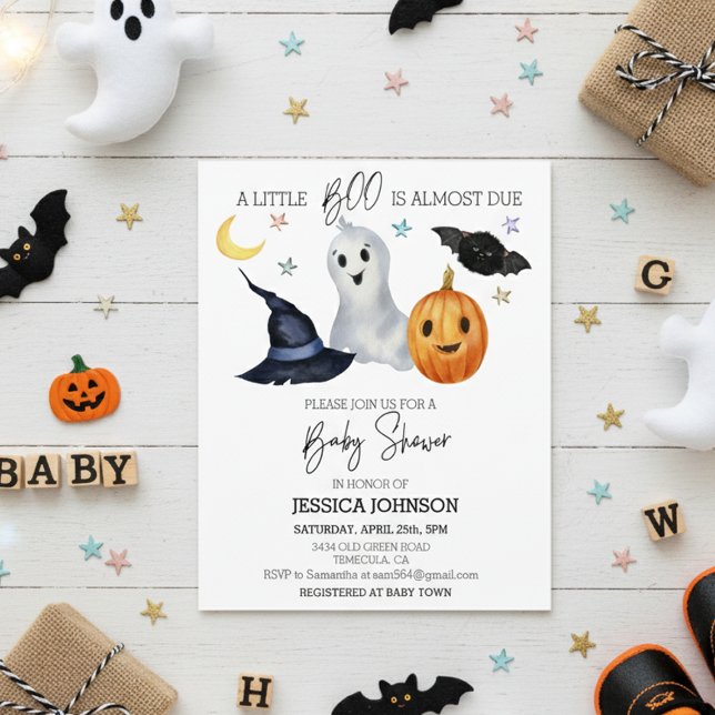 Halloween Little Boo Watercolor Baby Shower  (Creator Uploaded)