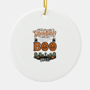 Halloween Little Boo Yah Cute Spooky Vector Design Ceramic Tree Decoration