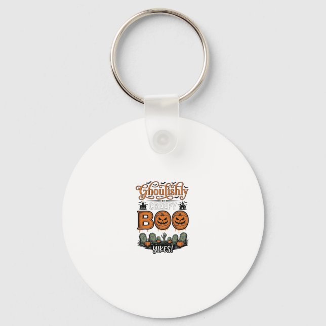 Halloween Little Boo Yah Cute Spooky Vector Design Key Ring (Front)