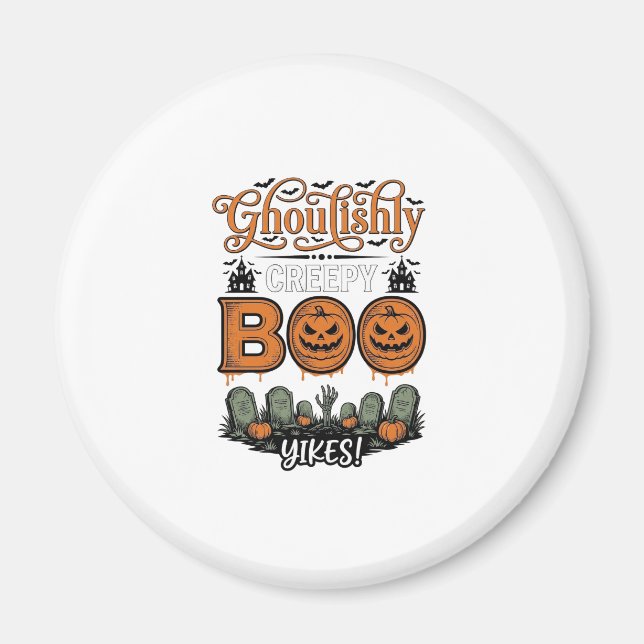 Halloween Little Boo Yah Cute Spooky Vector Design Magnet (Front)