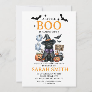 Halloween Little Dog Boo is Almost Due Baby Shower Invitation