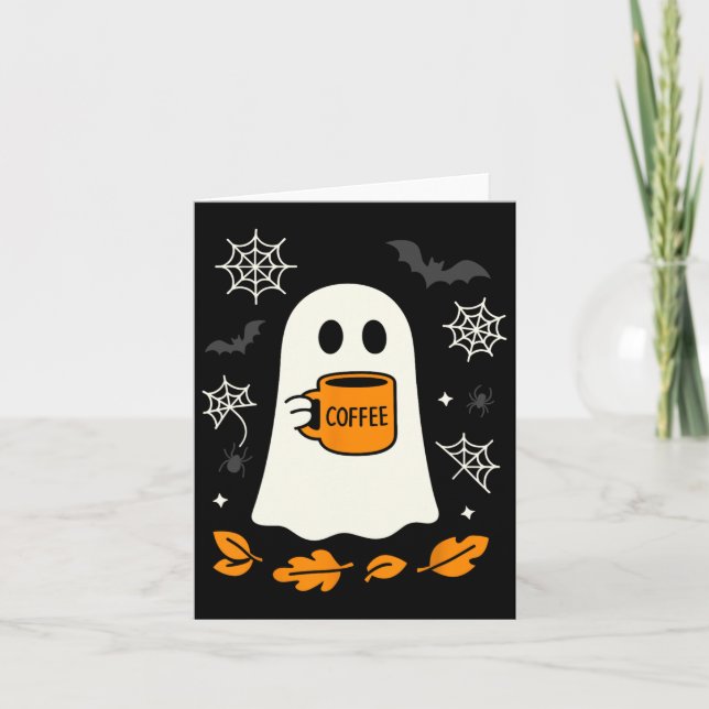 Halloween Little Ghost Ice Coffee Tee  Card (Front)